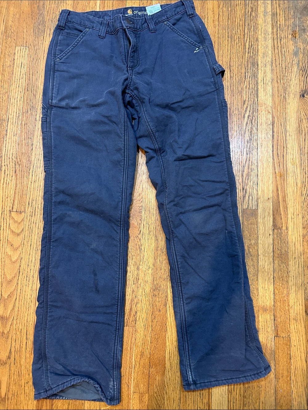 Carhartt Womens Dark gray Cargo Work Pants. Flannel lined. Size 8